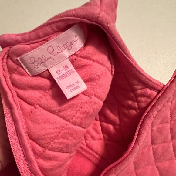 Lilly Pulitzer Baby Dress quilted Pink Size 12/18 months bow with back zipper - Picture 3 of 7